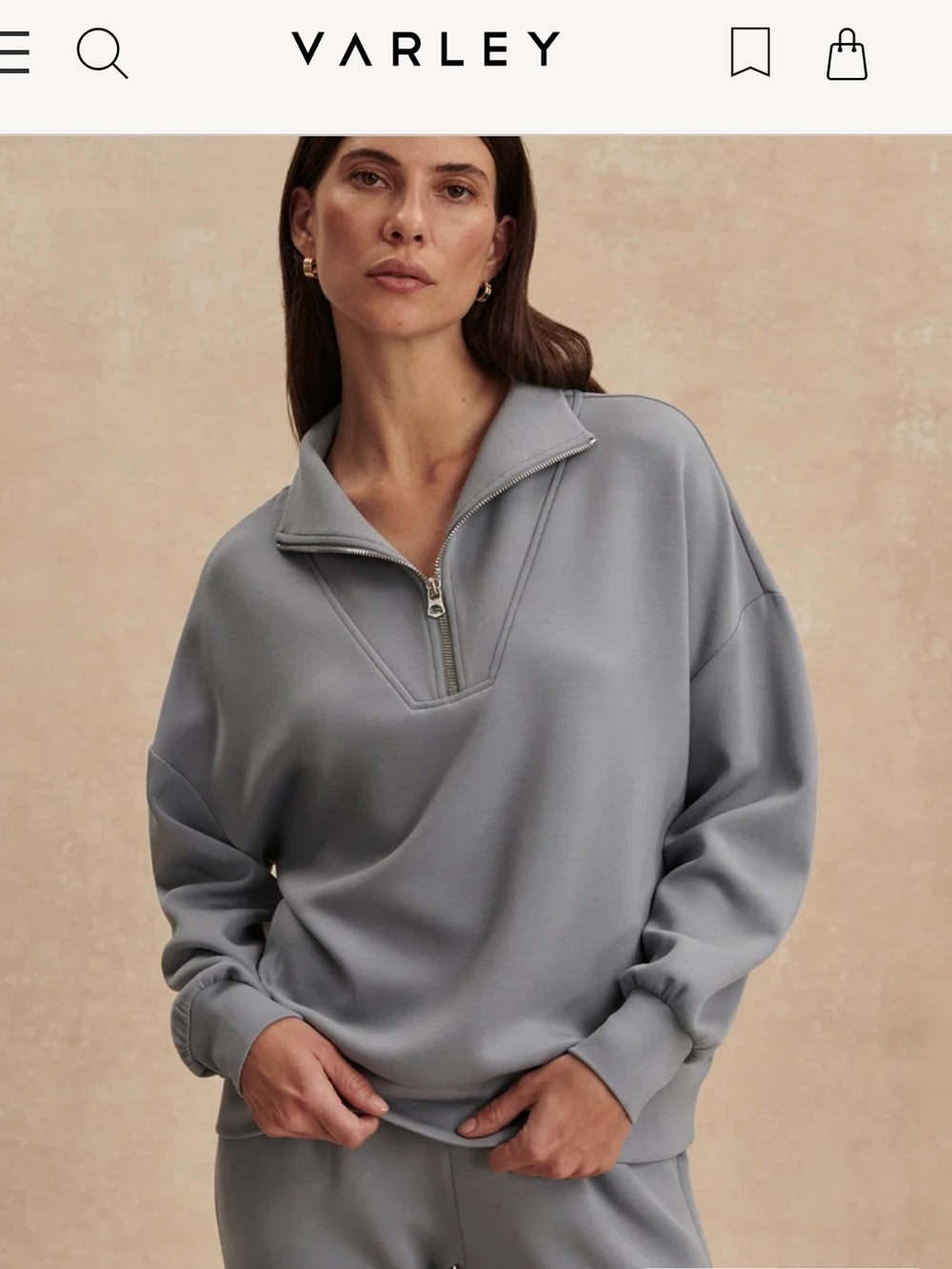 Varley Hawley Half-Zip Sweatshirt Color: Wind Blue